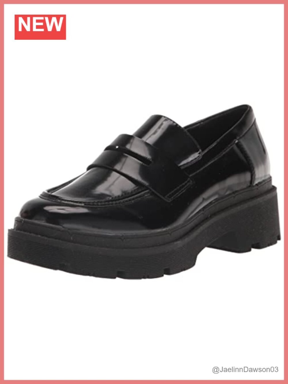 Waterproof Leather Slip-On Loafer Block Heel Chunky Sole